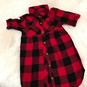 Plaid Flannel Utility Shirt Dress for Girls